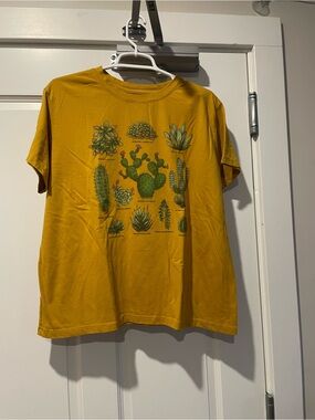 Fifth Sun Mustard Yellow Cactus Graphic Short Sleeve Tee